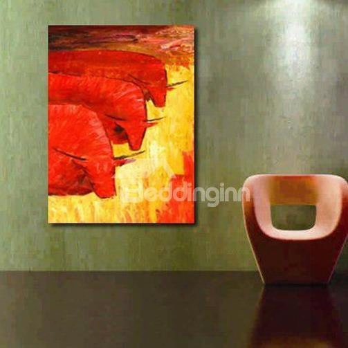 New Arrival Modern Lovely Red Cows Print Cross Film Wall Art Prints