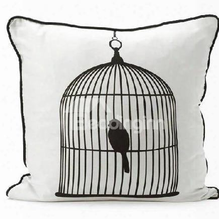 New Arrival Modern Style Bird In A Cage White Color Throw Pillow