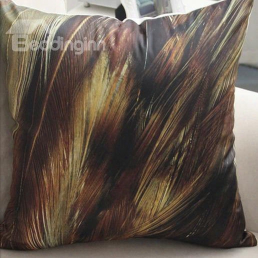 New Arrival M Odern Style Brown Feathers Print Throw Pillow
