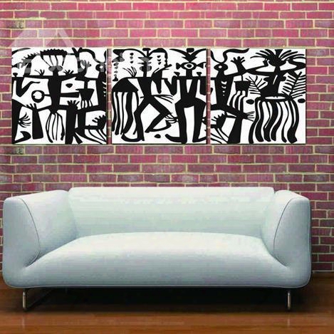 New Arrival Modern Style Dancing Crowds Print 3-piece Cross Film Wall Art Prints