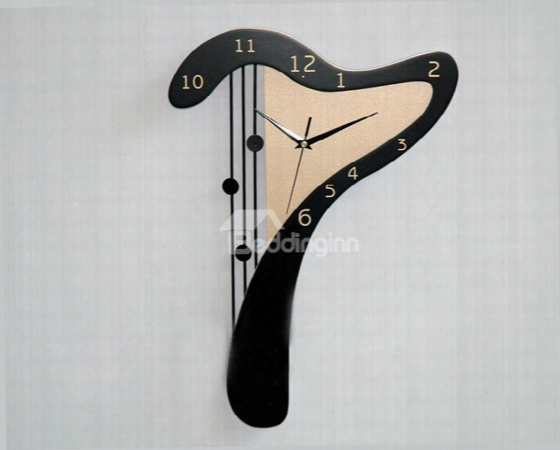 New Arrival Modern Manner Lovely Harp Design Black Color Wall Clock