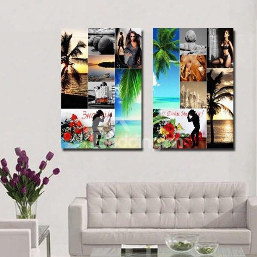 New Arrival Modern Style Mixed Print 2-piece Cross Film Wall Art Prints