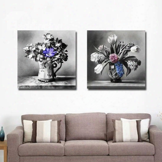 New Arrival Oil-painting Style Lovely Floristry Print 2-piece Cross Film Wall Art Prints