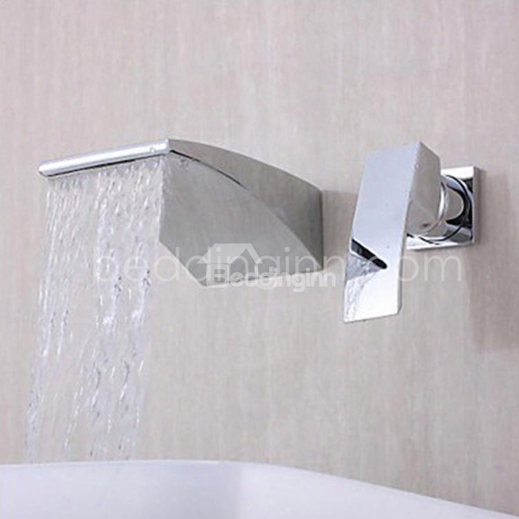 New Arrival Single Handle Widespread Waterfall Wall Mount Faucet