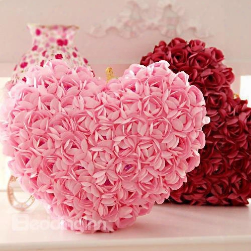 New Arrival Sweet Design Rose Love Heart Shape Throw Pillow