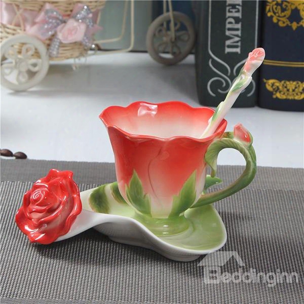 New Arrivals Hot Sell Creative Enamel Multipurpose Erd/pink/blue/yellow Roses Coffe Cups