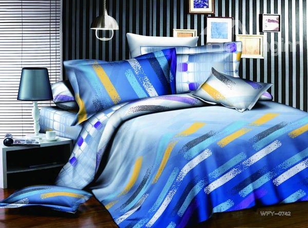 New Arrivals Modern Style Flowing Colorful Lines 4 Pieces Bedding Sets