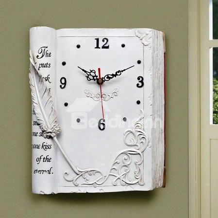 New Style Creative Texture Retro Book Style Mute Resin Clock