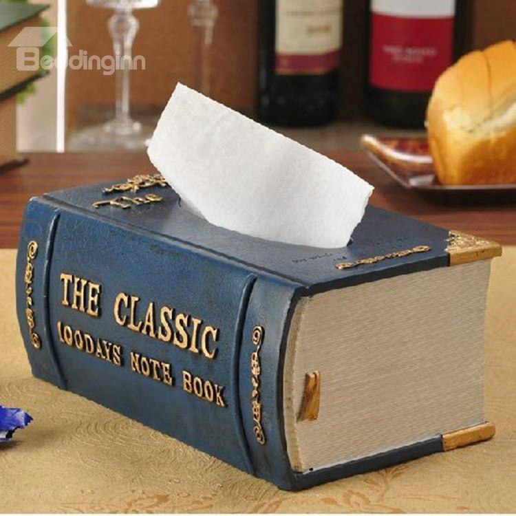 New Style Noble Vintage Book Shape Resin Tissue Box