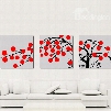 New Arrival Lovely Black Tree and Red Dots Print 3-piece Cross Film Wall Art Prints