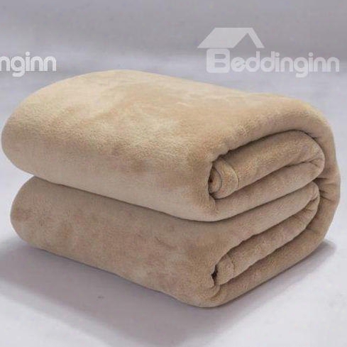 Rustic Solid-colored Beige Dull Flannel Adult Blanket