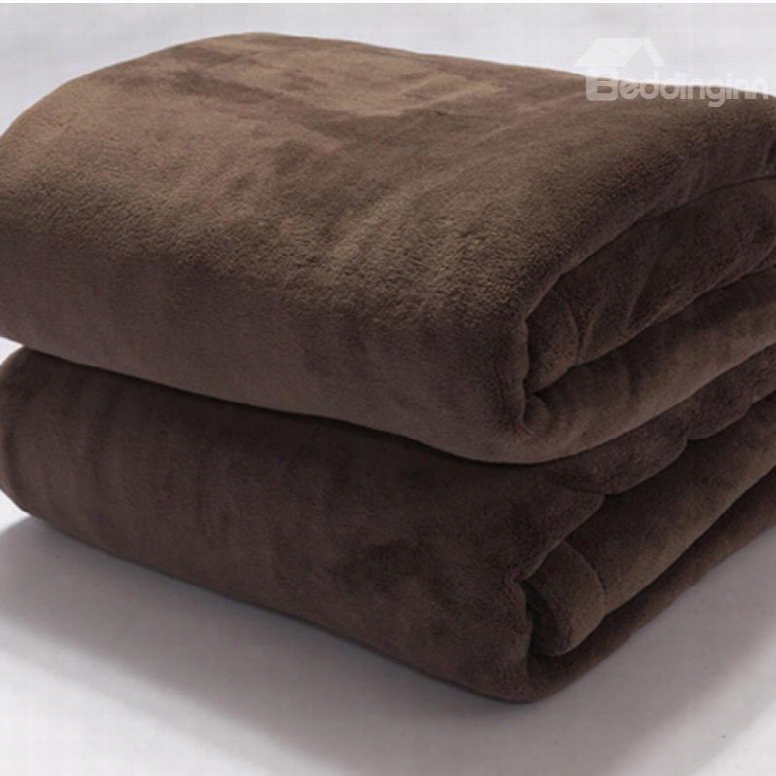 Solid Color Coffee Thick Flannel Skincare Blanket