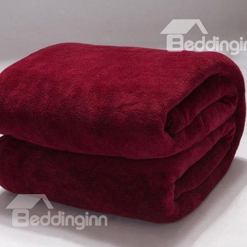 Solid Color Deep Wine Red Thick Flannel Blanket