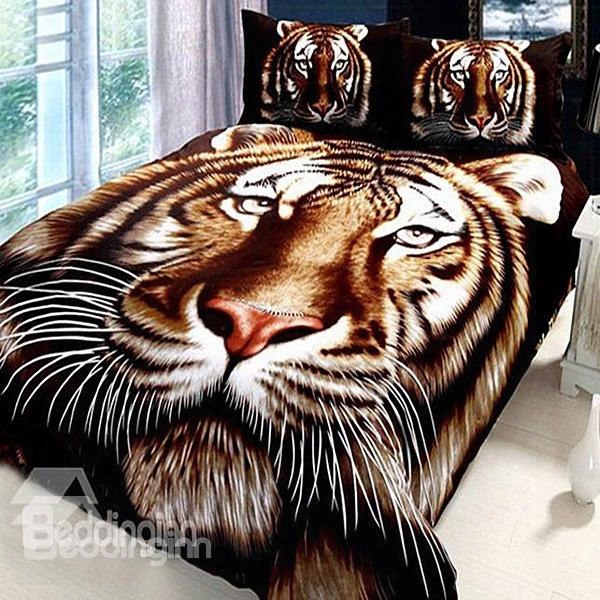 Stunning Tiger Pirnted Mink Cashmere-like Material Thick Bed Blanket