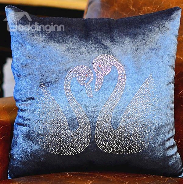 Swan Pleuche Decorative Pillowcase With Rhinestone-6 Color Available (10511133)