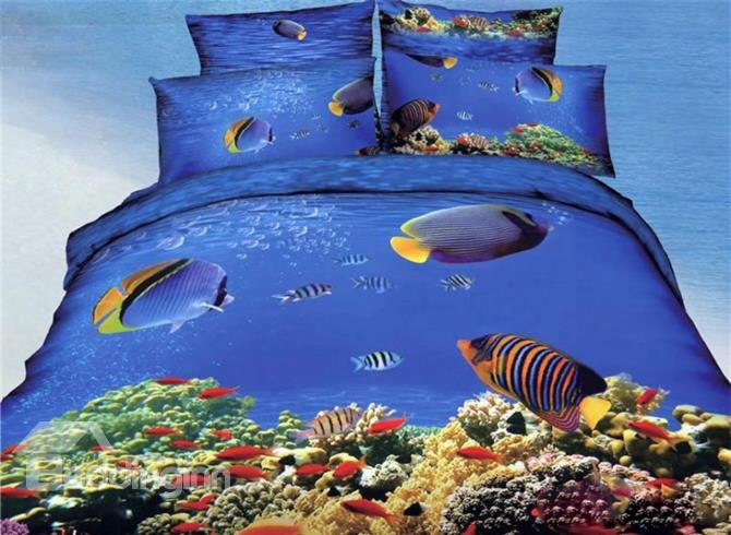 Underwater World Fish And Coral Tree Print Duvet Cover Sets