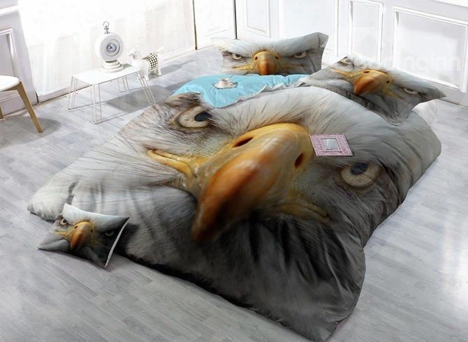 3d Bald Eagle Print Satin Drill 4-piece Duvet Cover Sets