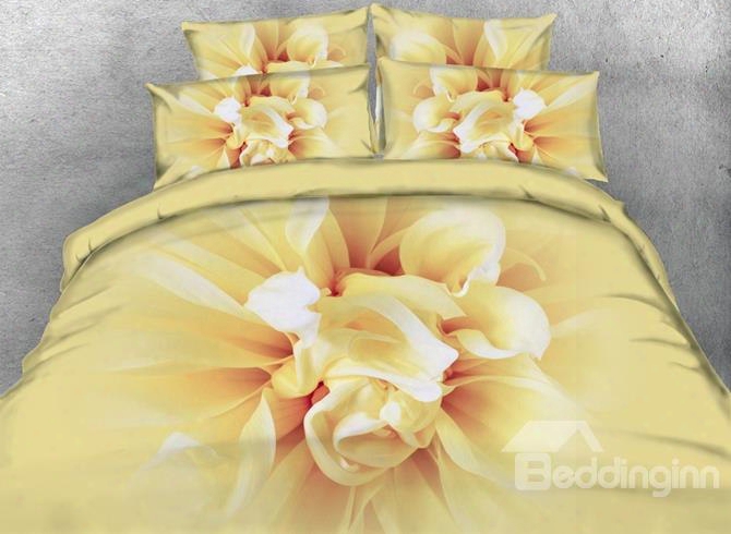 3d Blooming Flower Printed Cotton 4-piece Bedding Sets/duvet Covers