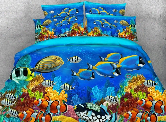 3d Colorful Sea Fish Printed 4-piec Ebedding Sets/duvet Covers