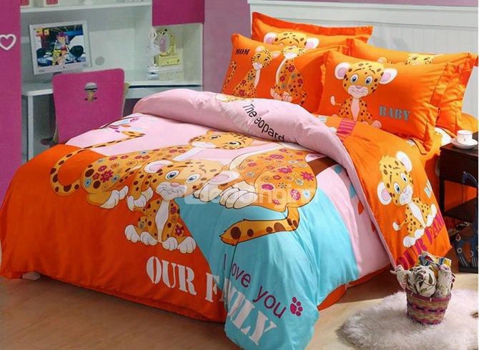 Adorable Leopard Print 4-piece Cotton Duvet Cover Sets