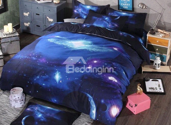 Amazing Galaxy Print 4-piece Polyester Duvet Cover Sets