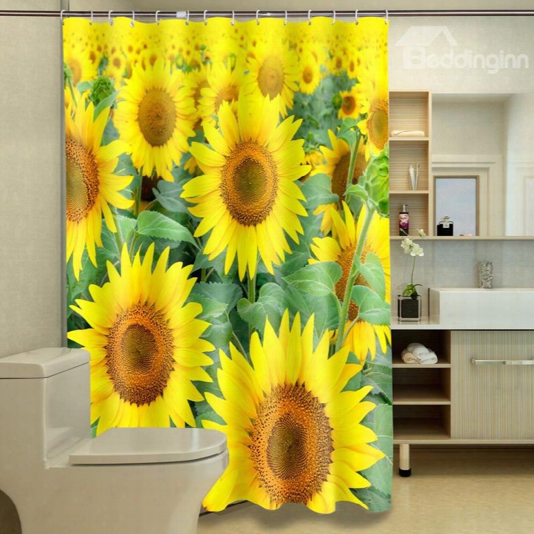 Artistic Romantic Sunflowers Dacdon 3d Shower Curtain