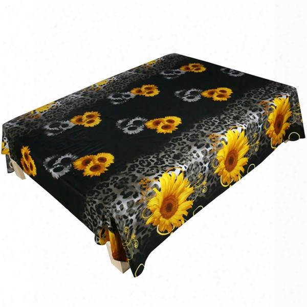 Attractive 3d Sunflower Printed Cotton Flat Sheet