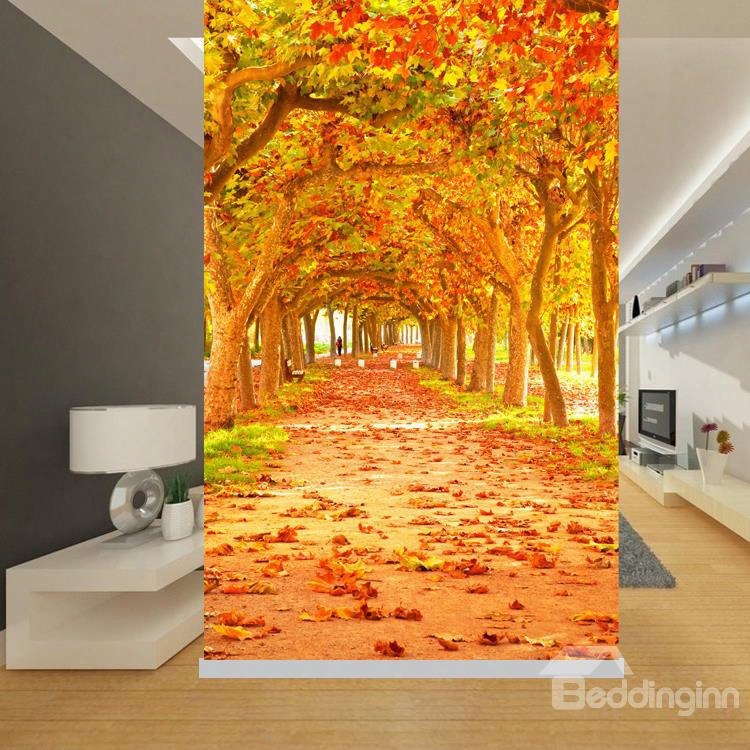 Autumn Path With Red Trees Printing Blackout 3d Roller Shades