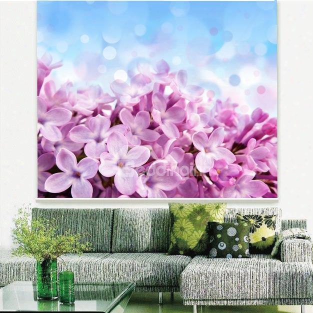 Beautiful Purple Lilac Printing 3d Roller Shades