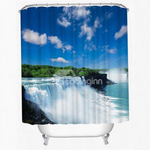 Beautiful Waterfall In  Asunny Day Print 3d Shower Curtain
