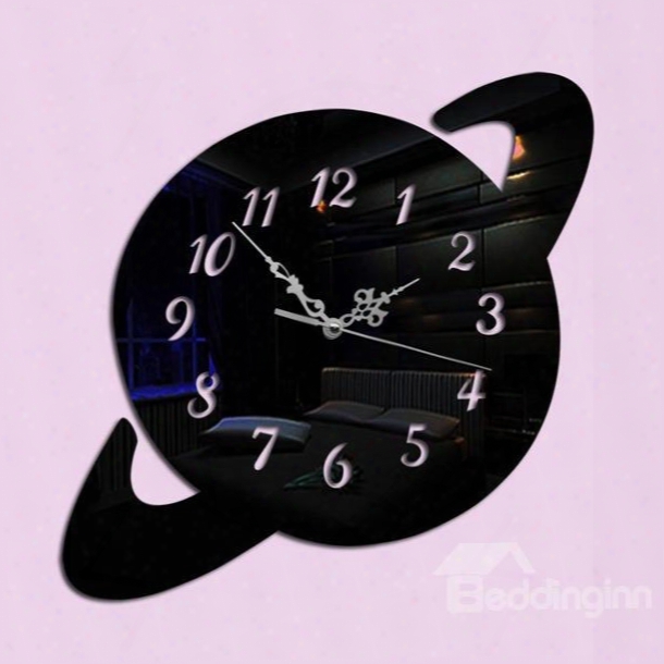 Black Acrylic 3d Diy Room Silent Universe Decoration Design Wall Clock