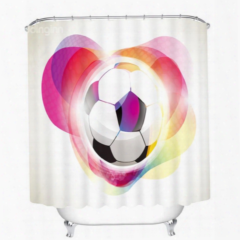 Cartoon Soccer With Color Printing Bathroom 3d Shower Curtain
