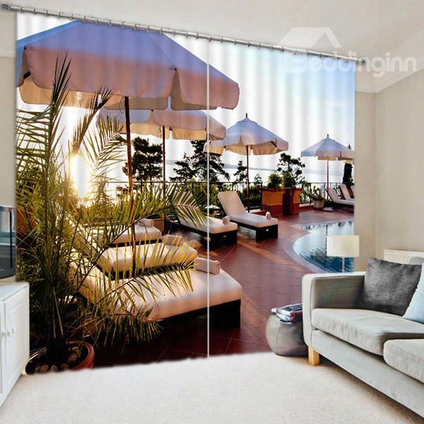 Casual Afternoon Time In The Swimming Pool Printed Custom 3d Blackout Curtain