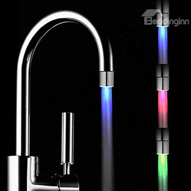 Changing 3-color Finish Chrome Temperature Sensor Kitchen Faucet Head