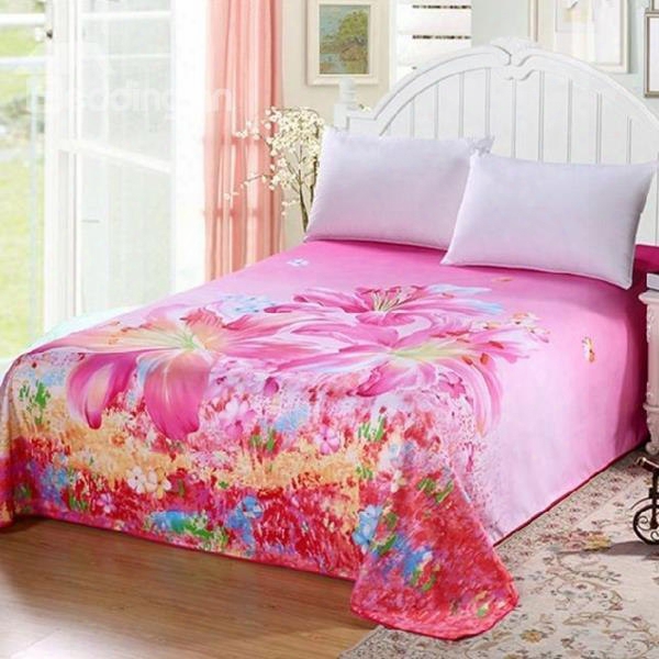 Charming Water Color Lily Pink Printed Sheet