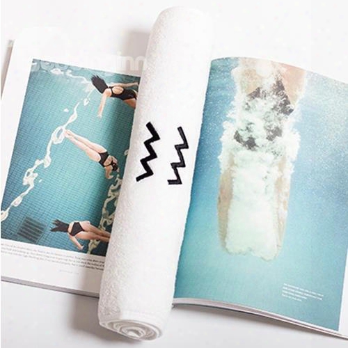 Chic White With Symbol Of Aquarius Face & Index Towel