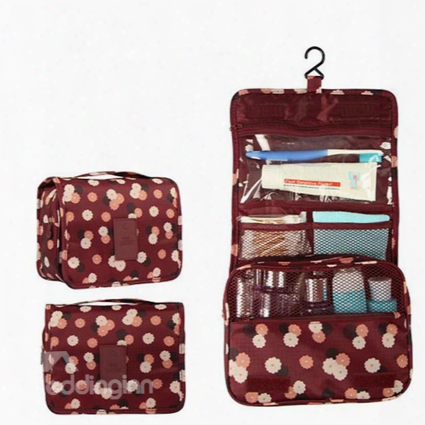 Claret Daisy Hanging Toiletry Bag Cosmetic And Makeup Travel Organizer