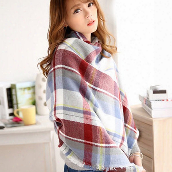 Colorful Fashion Checkered Stripes Style Design Cashmere Long Scarves