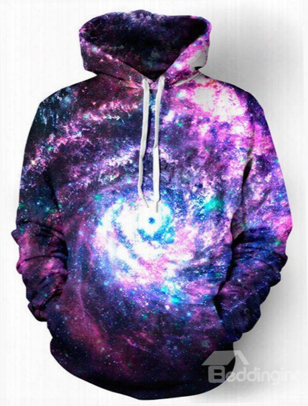 Colorful Long Sleeve Galaxy Pattern 3d Painted Hoodie