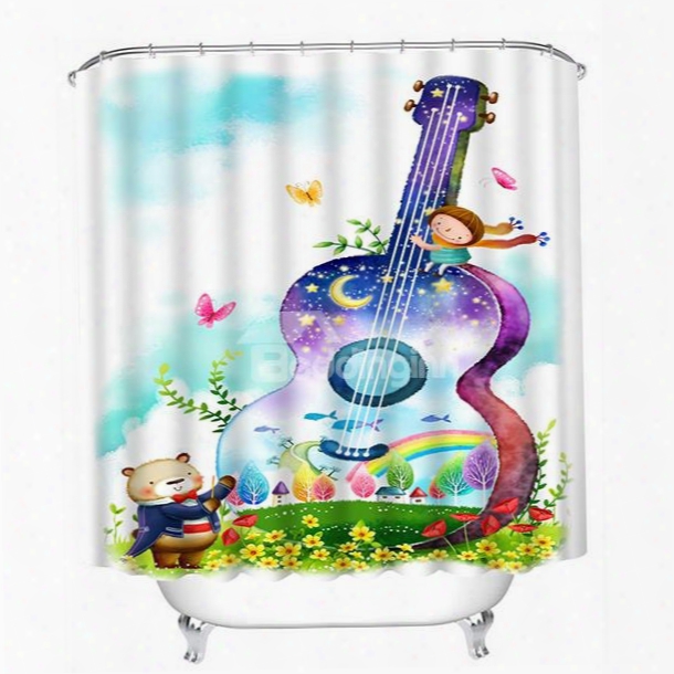 Colorful Violoncello Print 3d Shower Curtain