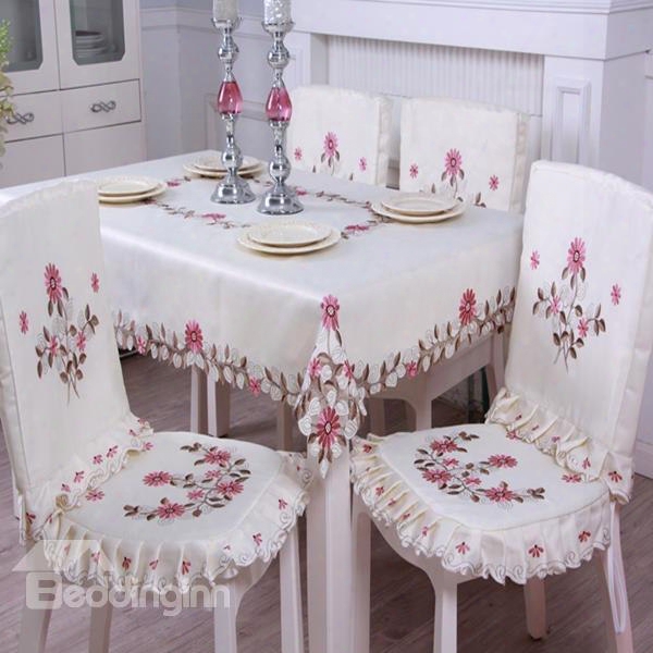 Comfortable Polyester Fibre Removable Flower Pattern Dining Chair Covers