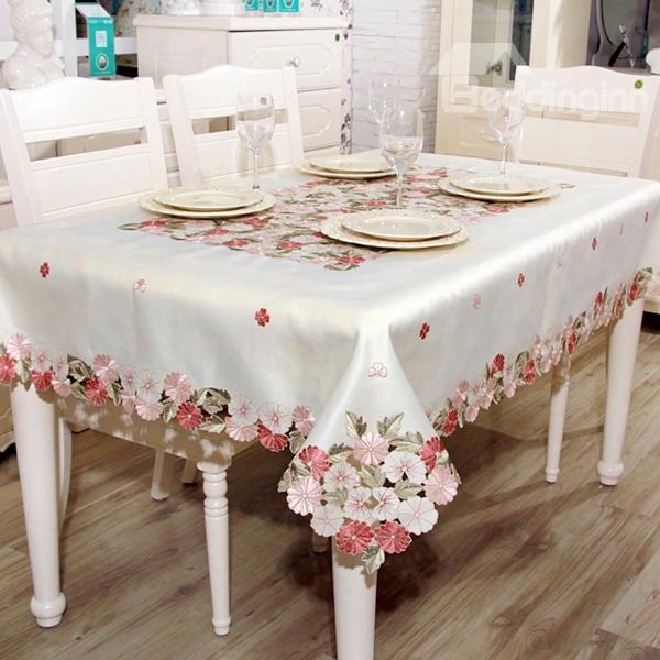 Comtemporary Polyester Country Style Flower Pattern Dinning Tablecloth