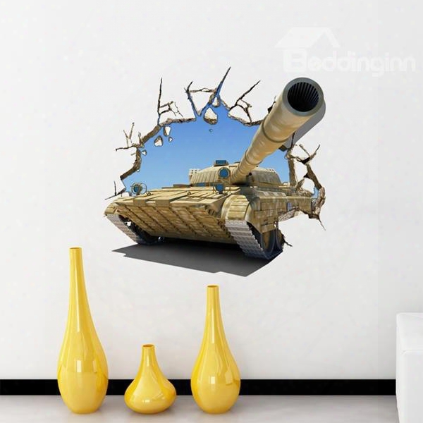 Creative Vivid Tank Pattern Home Decorative 3d Wall Sticker