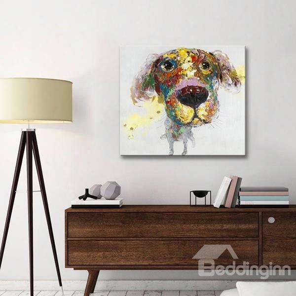 Cute Little Dog Pattern Decorative Canvas None Framed Oil Painting