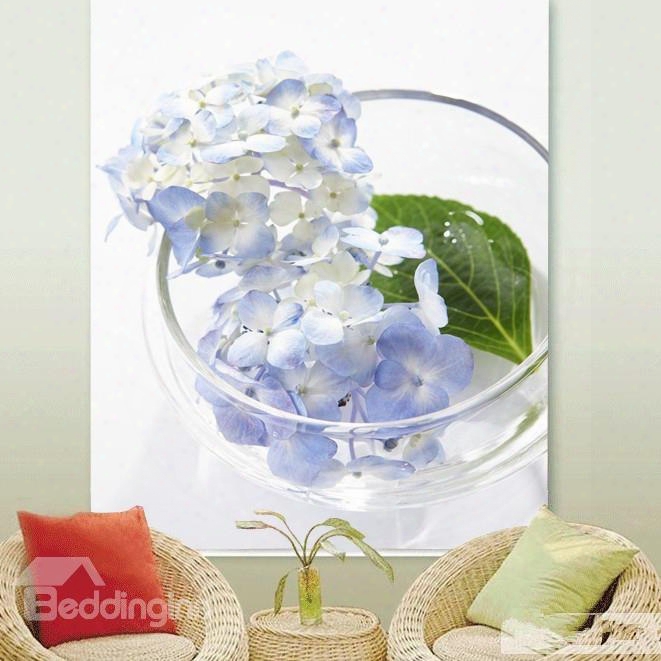 Cute Purple Flowers In Glass Bowl Printing 3d Roller Shades