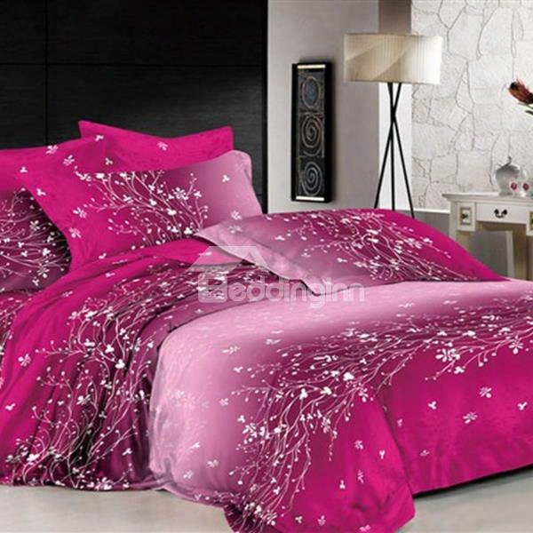 Dazzling Purple Flower Rattan Print 2-piece Pillow Cases