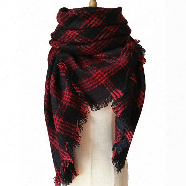 Dimore Large Tartan Checked Plaid Scarf Shawl For Womens Beautiful Cashmere Square Scarves