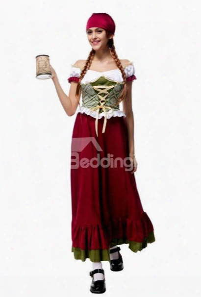 Elegant Solemn Big Red Skirt Beer Girl Modeling Cosplay Costumes
