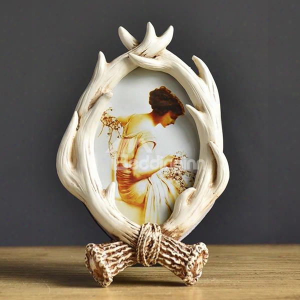 European Style Creative Resin Antler Pattern Home Decorative Desktop Photo Frame