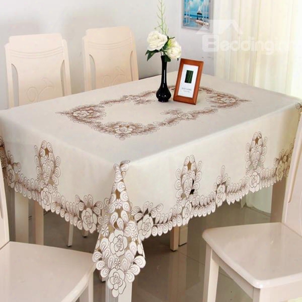 Europdan Style Polyester Embroidery Flower Pattern Dining Room Tablecloth